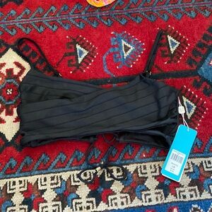 BEACH BUNNY NWT BIKINI WENDY BRALETTE TOP LARGE BLK BATHINGSUIT